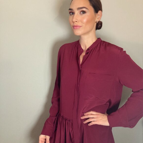 Stella McCartney Silk Button-up Blouse ~ Magenta Pink Ruffle Pocket ~ Sz 46 - Picture 2 of 9